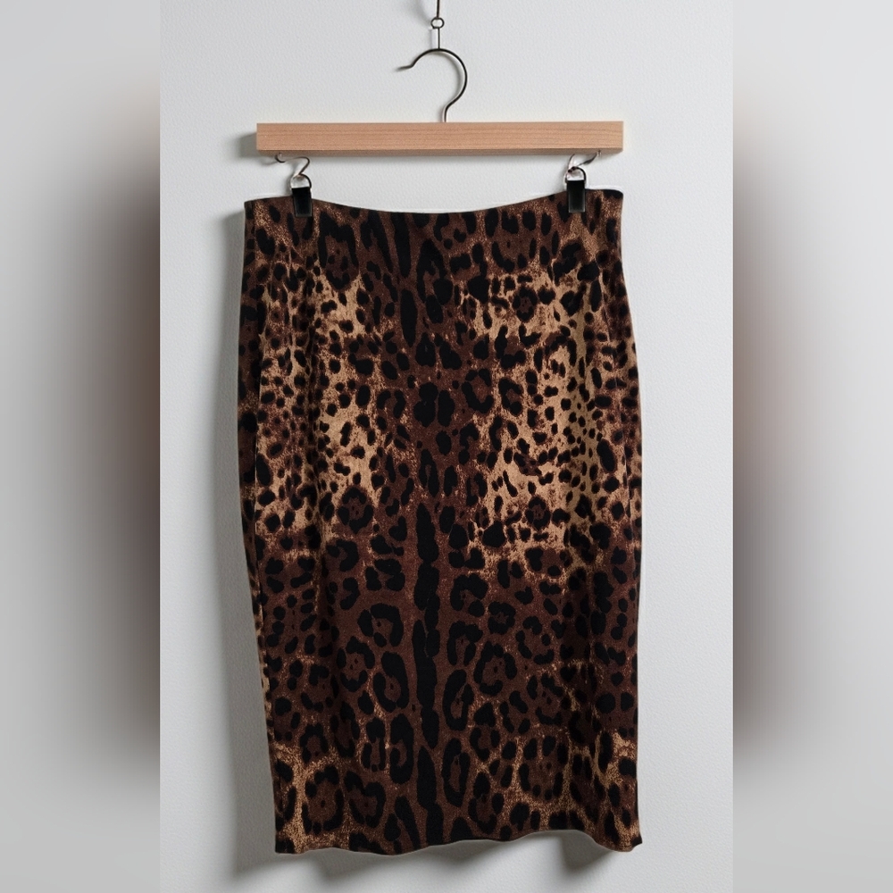 Vince Camuto Brown and Black Animal Print Pencil Skirt